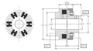 45 #   Acoplamiento Flexible de Goma Tipo H de Acero, Acoplamiento de Araña - Product Image 3
