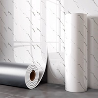 Papier peint de cuisine auto-adhésif brillant, résistant à l'huile, imperméable, antistatique, autocollant mural en PVC, film marbré pour la rénovation des armoires