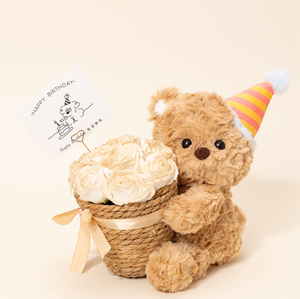 <span class=keywords><strong>Oso</strong></span> de peluche marrón Regalo de cumpleaños Juguete <span class=keywords><strong>Oso</strong></span> encantador con flores Regalo de cumpleaños para novia - Product Image 1