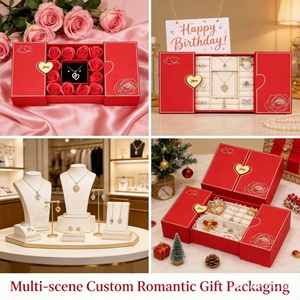 Lussuosa Scatola Regalo per Gioielli Personalizzata Rossa a Doppia Porta con Chiusura Magnetica a Cuore per San Valentino Mercato USA - Product Image 4