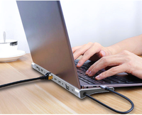 Docking Station USB-C 12-in-1 dengan Stand Holder 4K untuk 2.1 VGA Gigabit Ethernet USB 3.0 Pembaca Kartu SD/TF Pengisian Daya PD Tersedia