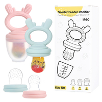 Schattig dierenfiguurtje bijtring BPA-vrij milieuvriendelijke siliconen bijtspaan met makkelijk vast te houden handvat voor het introduceren van vaste voeding voor baby's