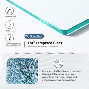 6mm Clear Tempered Glass Frameless Black Hinge <strong>Bath</strong> Screen Bathtub <strong>Panel</strong> With Printing and Handle - Product Image 6