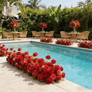 Centres <span class=keywords><strong>de</strong></span> table en fleurs <span class=keywords><strong>de</strong></span> soie JC en gros, faible MOQ, arrangements floraux pour mariage, achat en gros - Product Image 1