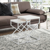 Table basse moderne de luxe carrée en métal argenté avec socle en marbre durable pour salon chambre à coucher hôtel villas appartements