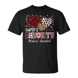 T-Shirt 'Assistente Medico Preferito di Cupido' con Design a Tre Cuori per Promozioni - Product Image 1