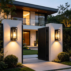 Lámpara de Pared de Aluminio Impermeable IP65 Europea, 3000K, Negra, para Patio o Pasillo, Bombilla E27 LED, Decorativa para el Hogar - Product Image 6