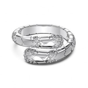 Dylam Statement Trendy Design Fashion Jewelry 925 Sterling <b>Silver</b> Eternity Band 5A Zirconia Snake Shape Open <b>Adjustable</b> <b>Rings</b> - Product Image 1