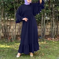 Robe Maxi décontractée à volants pour femmes, couleur unie, ourlet plié, manches amples, oversize, dubaï, Abaya, robe de soirée, vente en gros