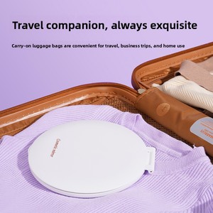 Espejo de Maquillaje Portátil Plegable con Marco Redondo de Plástico y Luz LED, Espejo de Vanidad de Sobremesa para Uso Doméstico y Regalo de Belleza - Product Image 4