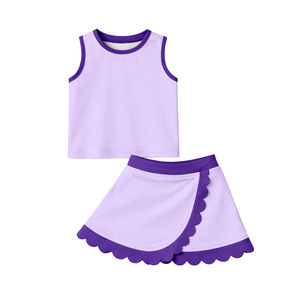Conjunto de yoga sin mangas para niña GSD4030 CUSTOM, con lazos verdes y estampado de limones, para venta al por mayor, conjunto de falda para niña. - Product Image 2