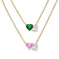 Jlyskye — collier en argent sterling 14k en zircon cubique 925, bijou pour vente en gros, perle d'émeraude, cœur
