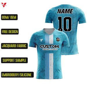 Оптовые футбольные майки с V-образным вырезом для сублимации, быстросохнущие тренировочные комплекты, дышащая жаккардовая ткань, набор футбольной формы Z259021 - Product Image 1