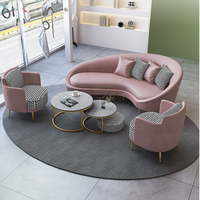 Sofá Circular de Lujo Ligero con Forma de Arco, Sofá Creativo de Ocio Bjflamingo, Juego de Sofás de Cuero para Sala de Estar