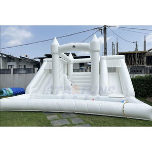 Maison gonflable commerciale blanche unique de rebond avec le <span class=keywords><strong>château</strong></span> plein d'entrain enfermé par enfant en bas âge blanc de maison de rebond de doubles glissières - Product Image 1
