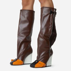 Nouvelles bottes pour femmes à talon compensé et fermeture éclair, hauteur genou, pour l'hiver et l'automne 2024 - Product Image 2