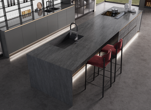 OPPEIN Armoires de <span class=keywords><strong>cuisine</strong></span> en laque grise au design moderne avec armoires en fil métallique - Product Image 3