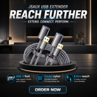 JSAUX 2Pack Kabel Ekstensi USB 3.0 (Tipe A Male ke Female) Konduktor Tembaga Murni Berlapis Nilon untuk Printer Kamera Ponsel - Abu-abu