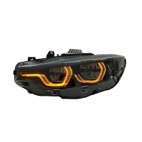 Faro Delantero SJC para BMW Serie 4 F32 M3 M4 F8X F80 F82 2013-2017 V3 Estilo Ikon Shadow Line, Tricolor Amarillo, Blanco y Ámbar