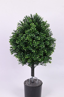 Nouvelle boule de buis artificielle avec piquet de sol métallique à 3 branches, faux arbuste persistant pour la décoration extérieure de jardin et de paysage