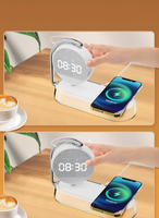 Chargeur sans fil 3 en 1 pour grossistes 2026, réveil, chargeur sans fil, lumière LED, chargeur de téléphone intelligent, lampe de table de bureau