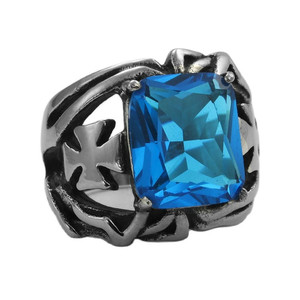 European Style Titanium Steel Hollow <b>Cross</b> <b>Ring</b> Men's Punk Geometric Fashion Jewelry Gift Claw Setting <b>Rings</b> - Product Image 4