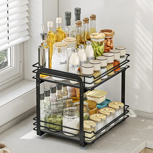 Portaspezie Multifunzionale da <span class=keywords><strong>Cucina</strong></span> a Due Livelli con Finitura Laccata, Resistente Supporto in Metallo per <span class=keywords><strong>Spezie</strong></span> e Coltelli da Tavolo - Product Image 6