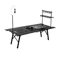 Meja Camping Modular IGT 5 Unit Lipat untuk Peralatan Masak Gas Luar Ruangan dengan Rak Panggangan dan Rangka Logam
