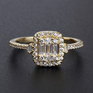 Plata 925 baguette diamant 18k plaqué or bijoux zircon femmes promettent des anneaux de mariage couple bague de fiançailles en argent sterling 925 - Product Image 3