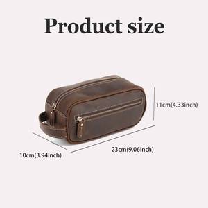 Bolsa de Viaje de Cuero Crazy Horse de Lujo para <span class=keywords><strong>Hombre</strong></span>, con Cierre de Cremallera, Asa Suave, Portátil para Exteriores - Product Image 6