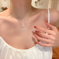 Collier pendentif en zircon étincelant de style coréen pour femme, chaîne de cou élégante et luxueuse, bijoux de mode pour usage quotidien, accessoires cadeaux