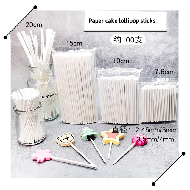 Food-grade DIY Paper Cake Sticks Cake Accessories150*3.5mm Multi-size Lollipop 100pcs Soft Solid Good Toughness bar Bakery
