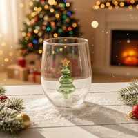 Verre à boire créatif moderne en forme d'œuf, motif arbre de Noël ajouré vert, réutilisable, compatible lave-vaisselle, à paroi simple, pour décoration de Noël à la maison