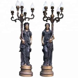 Decorazione <span class=keywords><strong>per</strong></span> la <span class=keywords><strong>casa</strong></span> moderna in metallo fuso a grandezza naturale figura scultura in bronzo donna in bronzo lampada statua - Product Image 2