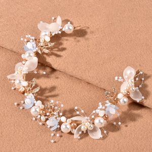 Accessoires de robe de <span class=keywords><strong>mariée</strong></span> pour filles, robe de cérémonie, bracelet de fleurs de poignet en perles fait à la main, ensemble de guirlande, coiffe pour <span class=keywords><strong>cheveux</strong></span> - Product Image 2