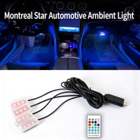 Lumière ambiante LED pour voiture, application + télécommande, éclairage musical, lumière décorative, bandes lumineuses LED, éclairage intérieur LED, décoration de voiture RGB