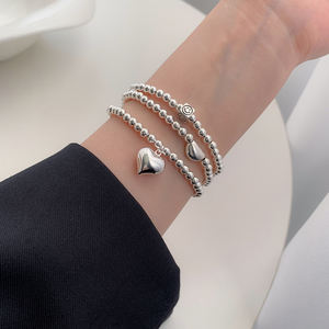 Ins дизайн 925 стерлингового серебра ручной работы круглые бусы, браслеты прекрасные милые сердцу/бобов/квадратный улыбка шарм браслеты и браслеты ювелирные изделия - Product Image 6