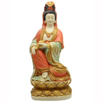 Sculpture religieuse en fibre de verre personnalisée en gros Grande statue de bouddha Guan Yin en résine rose à vendre