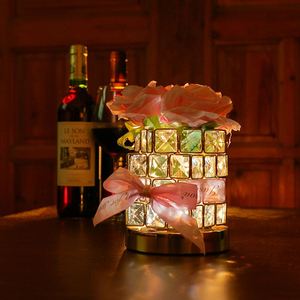 Lampe de table décorative carrée moderne en cristal rose créatif, ambiance romantique, cadeau de la Saint-Valentin, cadeau de mariage - Product Image 1