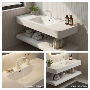 <span class=keywords><strong>Meuble</strong></span> de salle de bain suspendu mural moderne avec 2 niveaux et vasque simple ou double, personnalisable OEM <span class=keywords><strong>pour</strong></span> hôtel et maison - Product Image 2