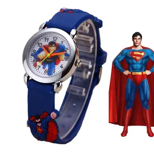 Jam tangan mini anak laki-laki dan perempuan, arloji tali karakter kartun 3D untuk anak-anak relojes spiderman