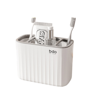 BS03 Wall Mounted Bathroom <b>Toothbrush</b> <b>Holder</b> Set Luxury Style Toothpaste Dispenser Cup Rack Storage Organizer - Product Image 4