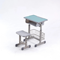 Ensemble chaise et bureau pour écoles primaires et secondaires, structure en acier, design moderne, avec rangement, pour salle de classe, hauteur réglable