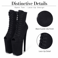Bottines à lacets en daim à talon fin de 23 cm, plateforme haute, bout ouvert, chaussures de pole dance pour danseuses, spectacles de scène d'automne