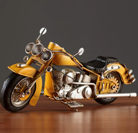 Figurine de moto vintage en fer peinte à la main, sculpture rétro en métal, décoration pour bar à domicile, cadeau de collection pour hommes