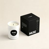 Boîte cadeau de bougies parfumées de luxe sur mesure, matériaux recyclés, forme carrée, doublure en éponge, revêtement UV, gaufrage, cosmétique