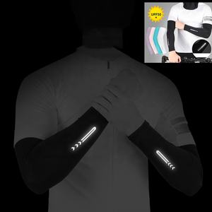 2 in 1 Unisex wieder verwendbare Nachtrad-Sicherheit High Light reflektierende Ellbogen manschette Anti-Pilling elastische Sonnenschutz-Arm stütze - Product Image 1