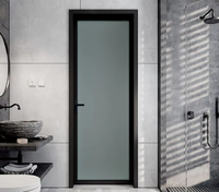 Porte battante en aluminium minimaliste RG50, insonorisée, avec verre, pour bureau, cuisine, salle de bain