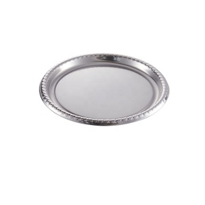 Woman Sandals New Arrivals 2021 12 Inch Gold Plastic Plate , Premium Metal Film Plastic Serving Tray For Wedding Party