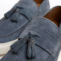 Sneakers en cuir suédé bleu à franges tendance pour hommes